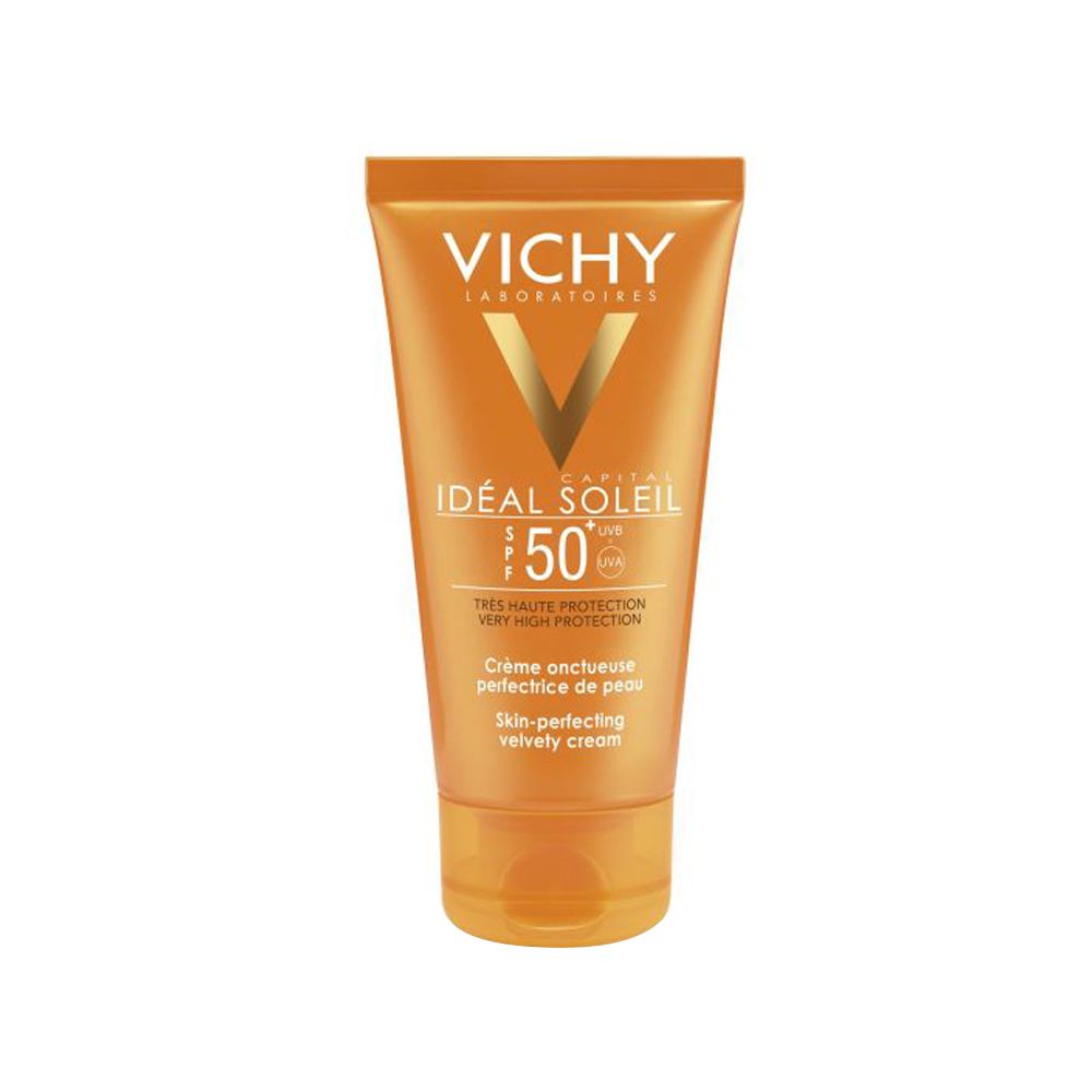 Vichy Ideal Soleil Skin Perfecting Velvety Sun Cream, Waterproof, SPF-50+, UVA+UVB, 50ml