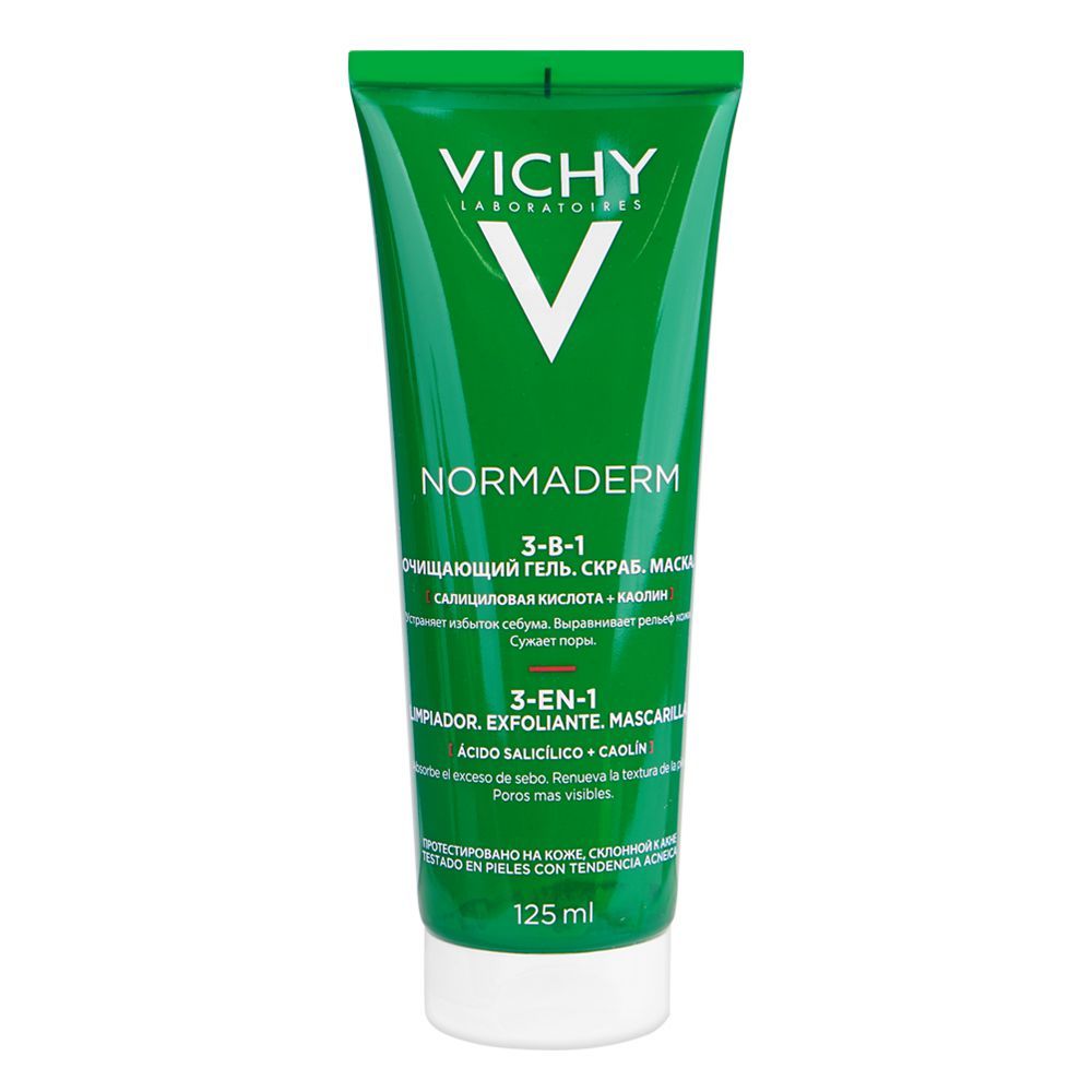 Vichy Normaderm 3-In-1 Scrub+Cleanser+Mask, For Acne-Prone Skin, 125ml