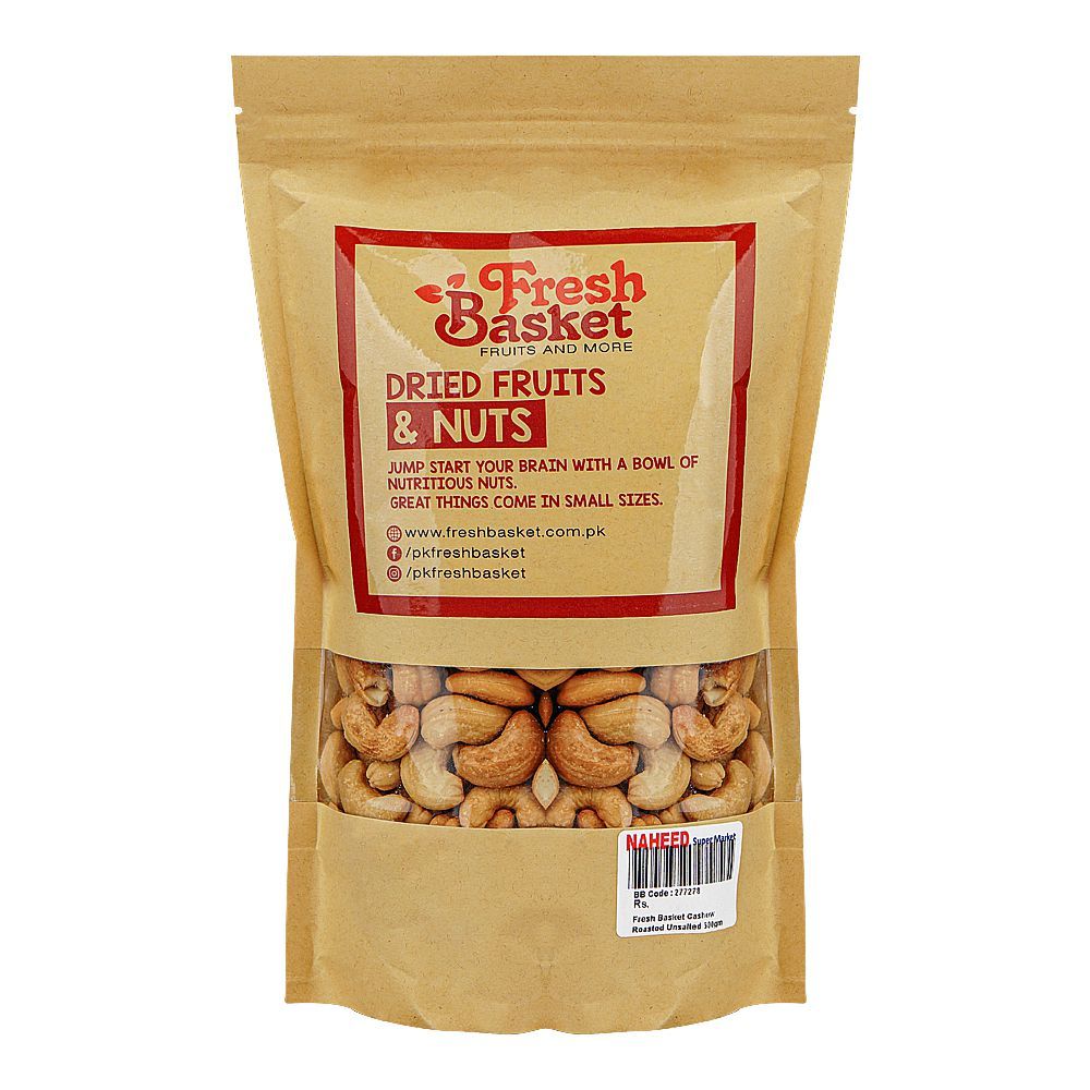 Fresh Basket Roasted Unsalted Cashew, 500g