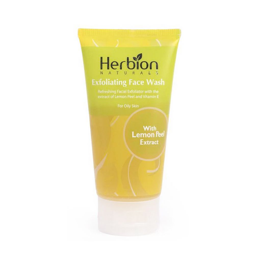 Herbion Lemon Exfoliating Face Wash With Peppermint Oil and Vitamin E, For Oily Skin, 100ml