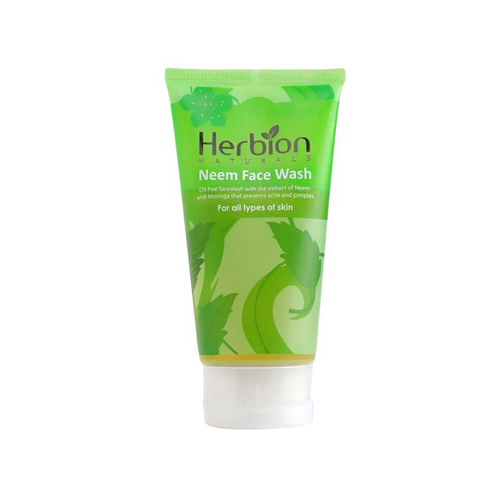 Herbion Anti Acne Neem Face Wash With Moringa and Aloe Vera, For All Skin Types, 100ml