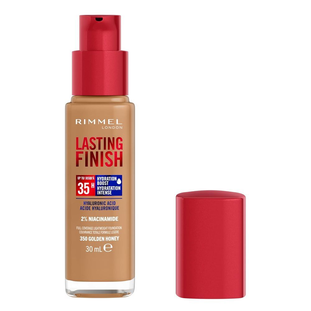 Rimmel Lasting Finish Upto 35 Hours Foundation With Hyaluronic Acid, 2% Niacinamide, 350 Golden Honey