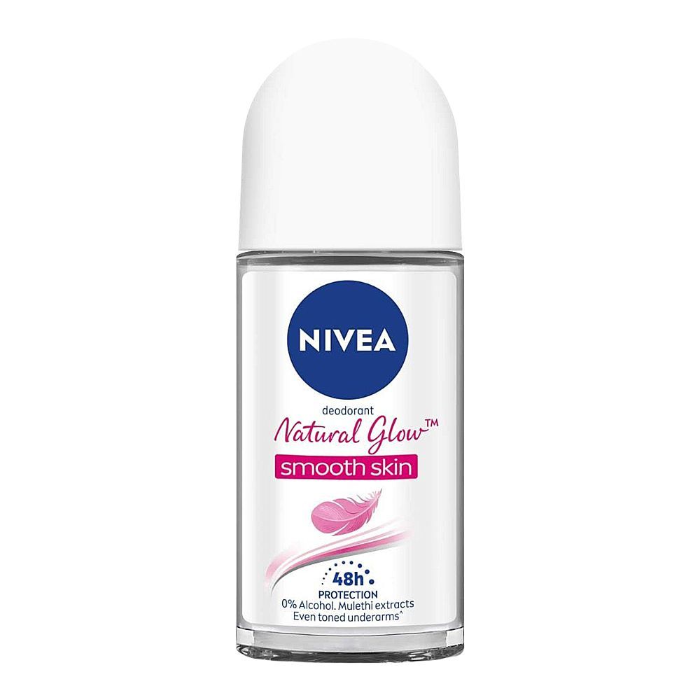 Nivea Natural Glow Smooth Skin Roll On, 48 Hours Lasting, 0% Alcohol, 50ml