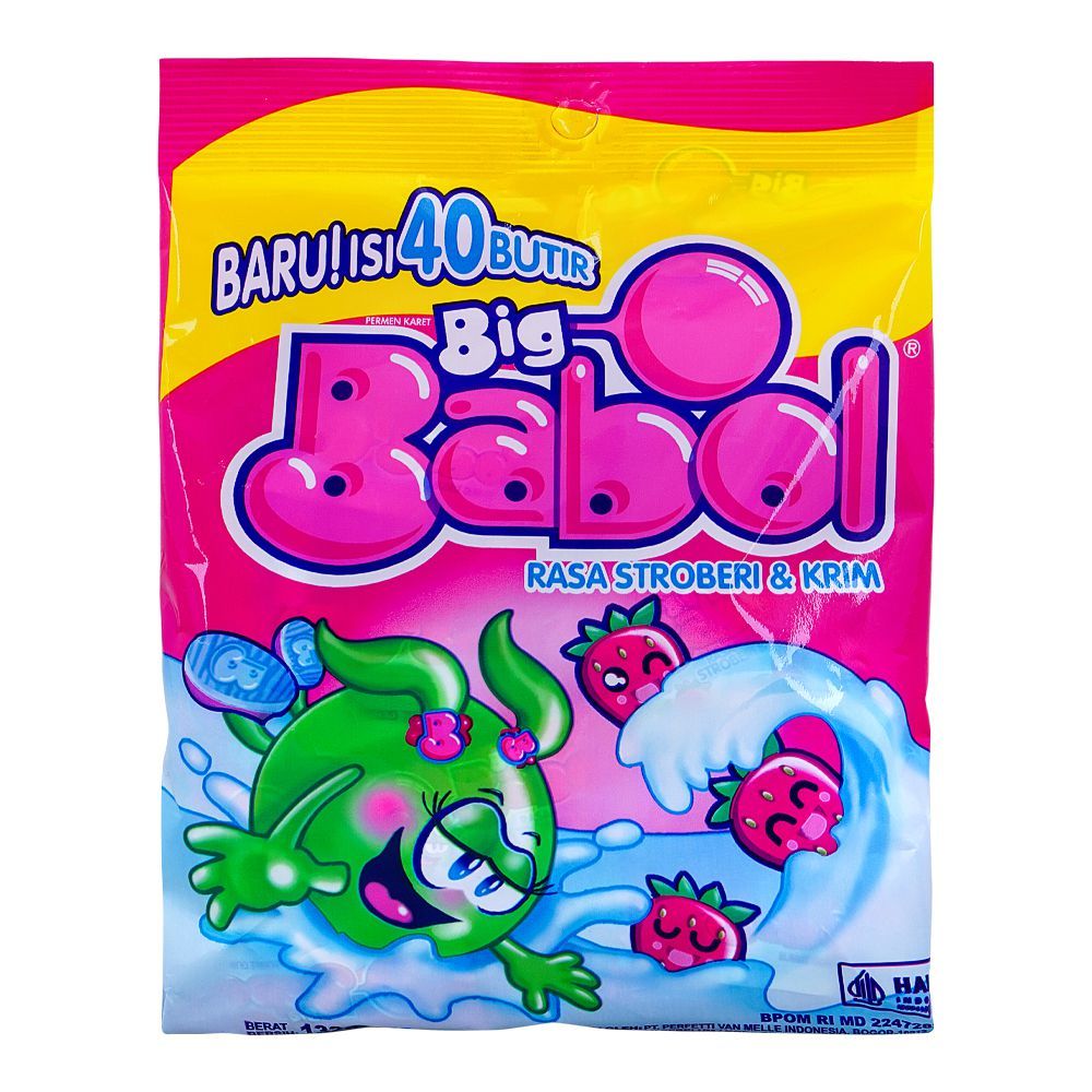 Big Babol Rasa Stroberi & Krim Bubble Gum, 132g