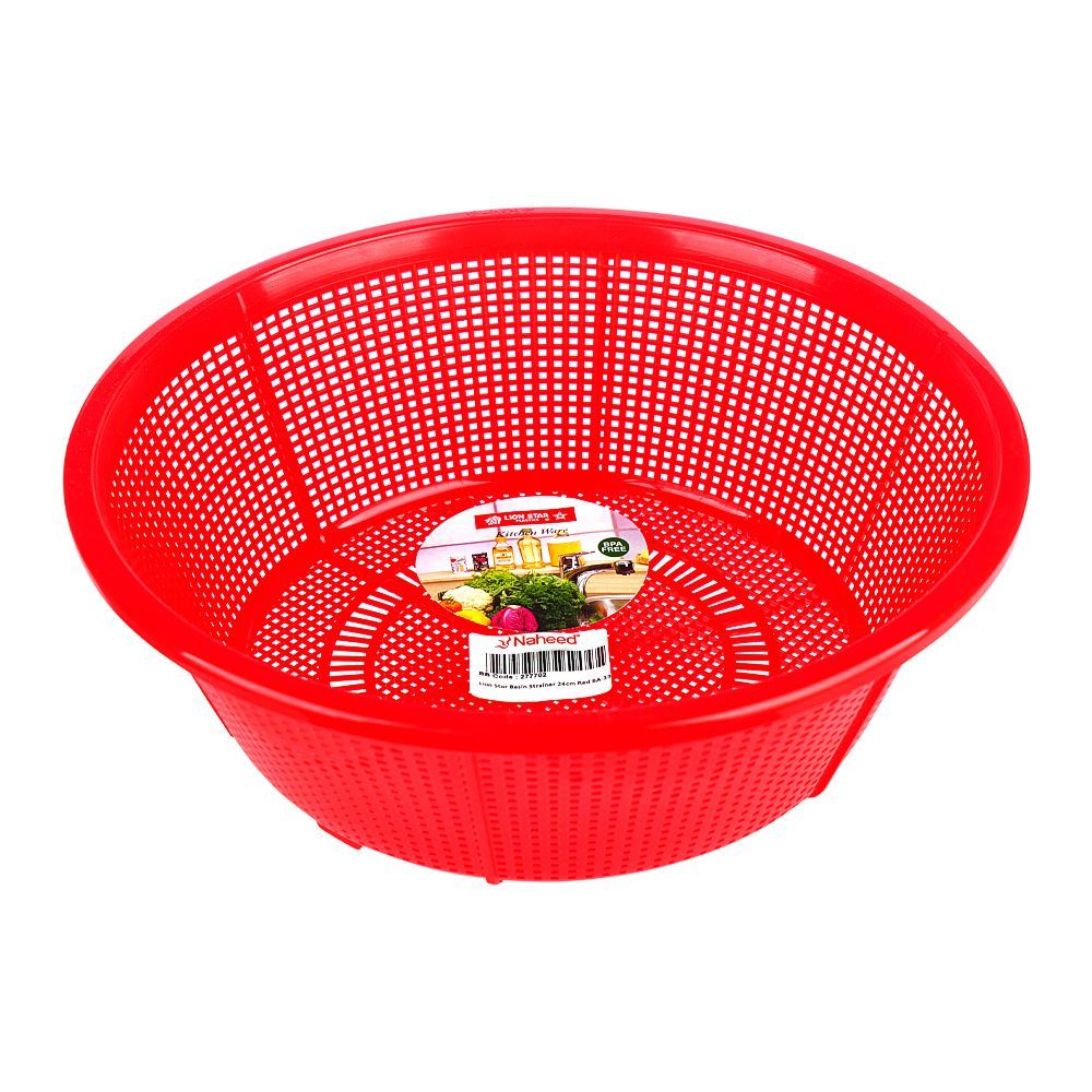 Lion Star 24cm Plastic Basin Strainer, Red, BA-33