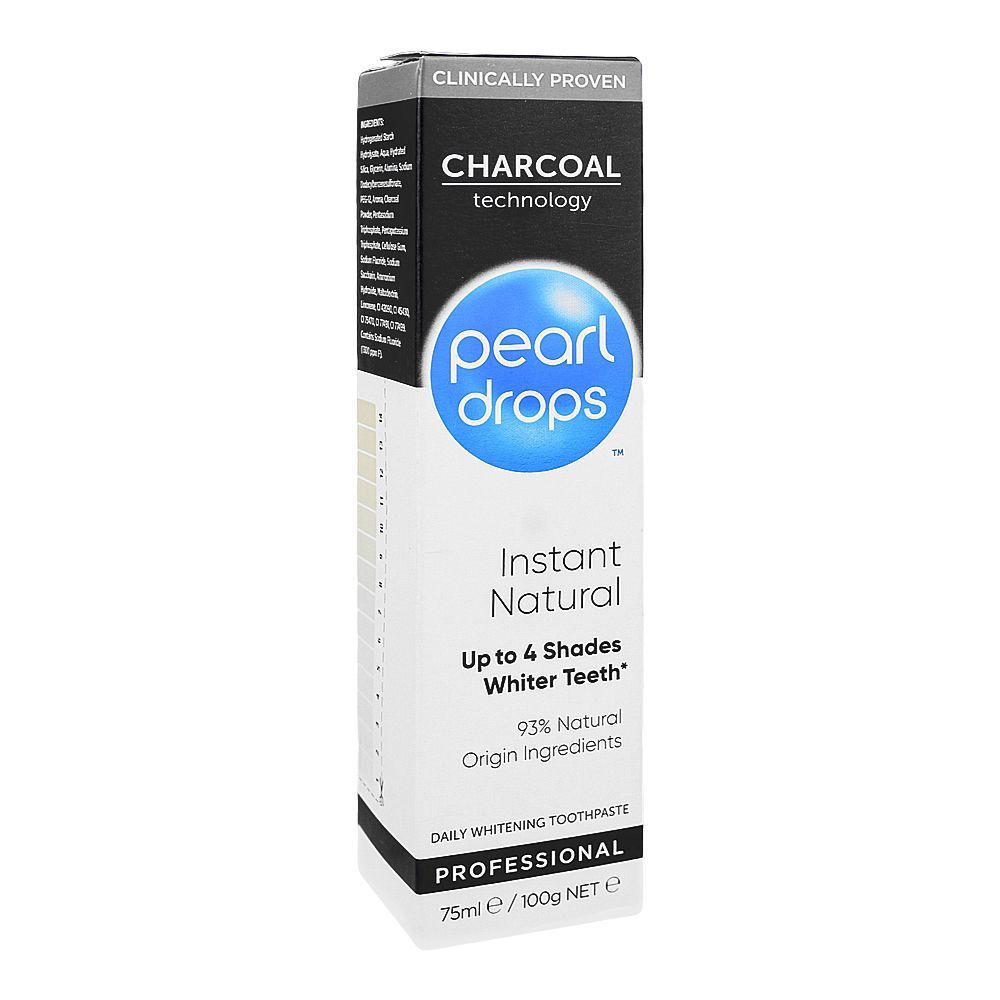 Pearl Drops Instant Natural Charcoal Protection Daily Whitening Toothpaste, 75ml