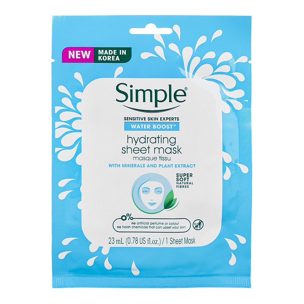 Simple Sensitive Skin Experts Mineral And Plant Extract Hydrating Sheet Mask, 23ml