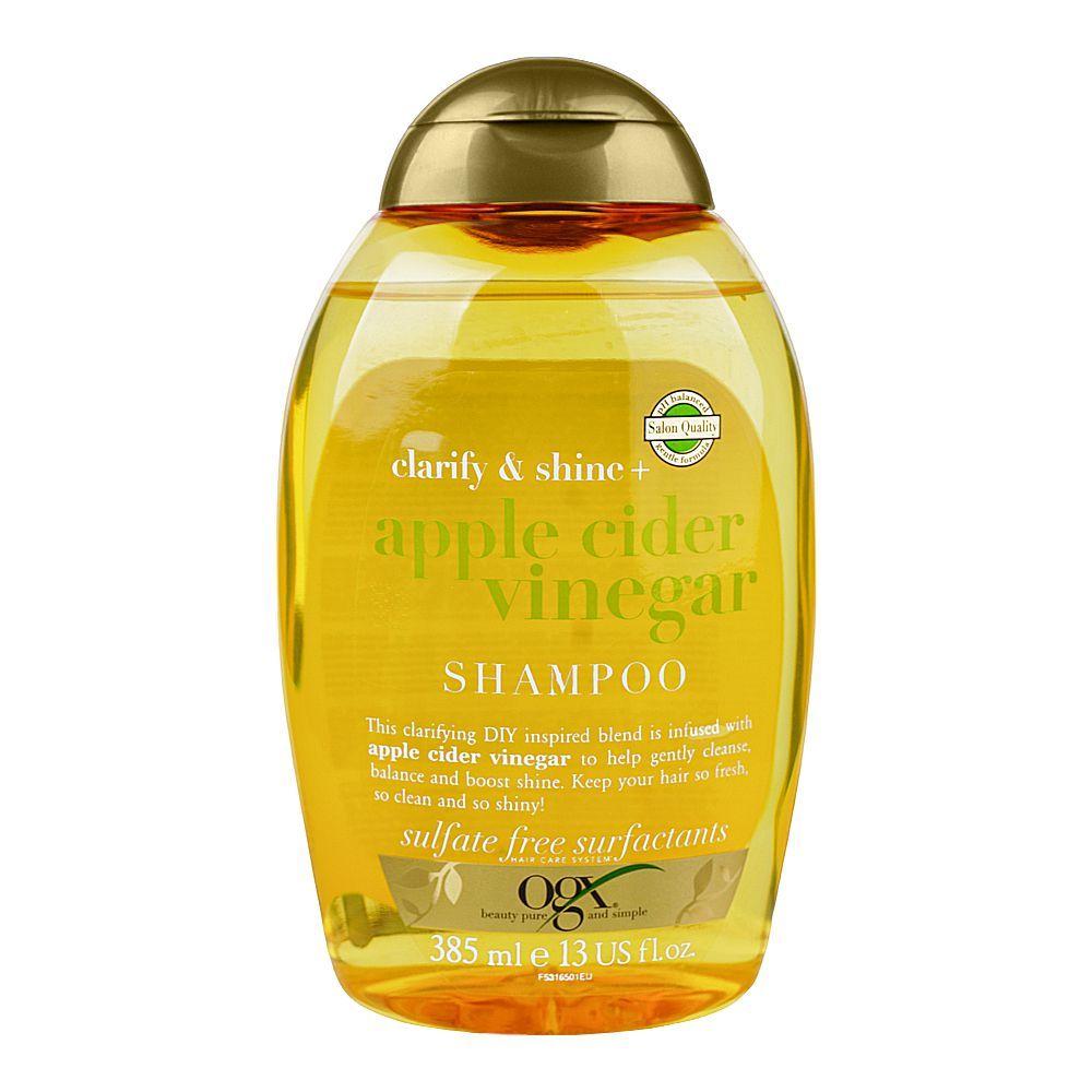 OGX Clarify & Shine + Apple Cider Vinegar Shampoo, Sulphate Free Surfactants, 385ml