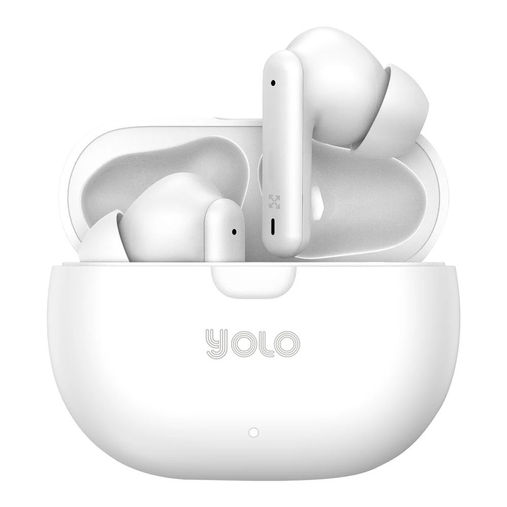 Yolo Yopod Duo Wireless Earbuds, Up to 40 Hours Total Playtime, IPX5 Water Resistant, White