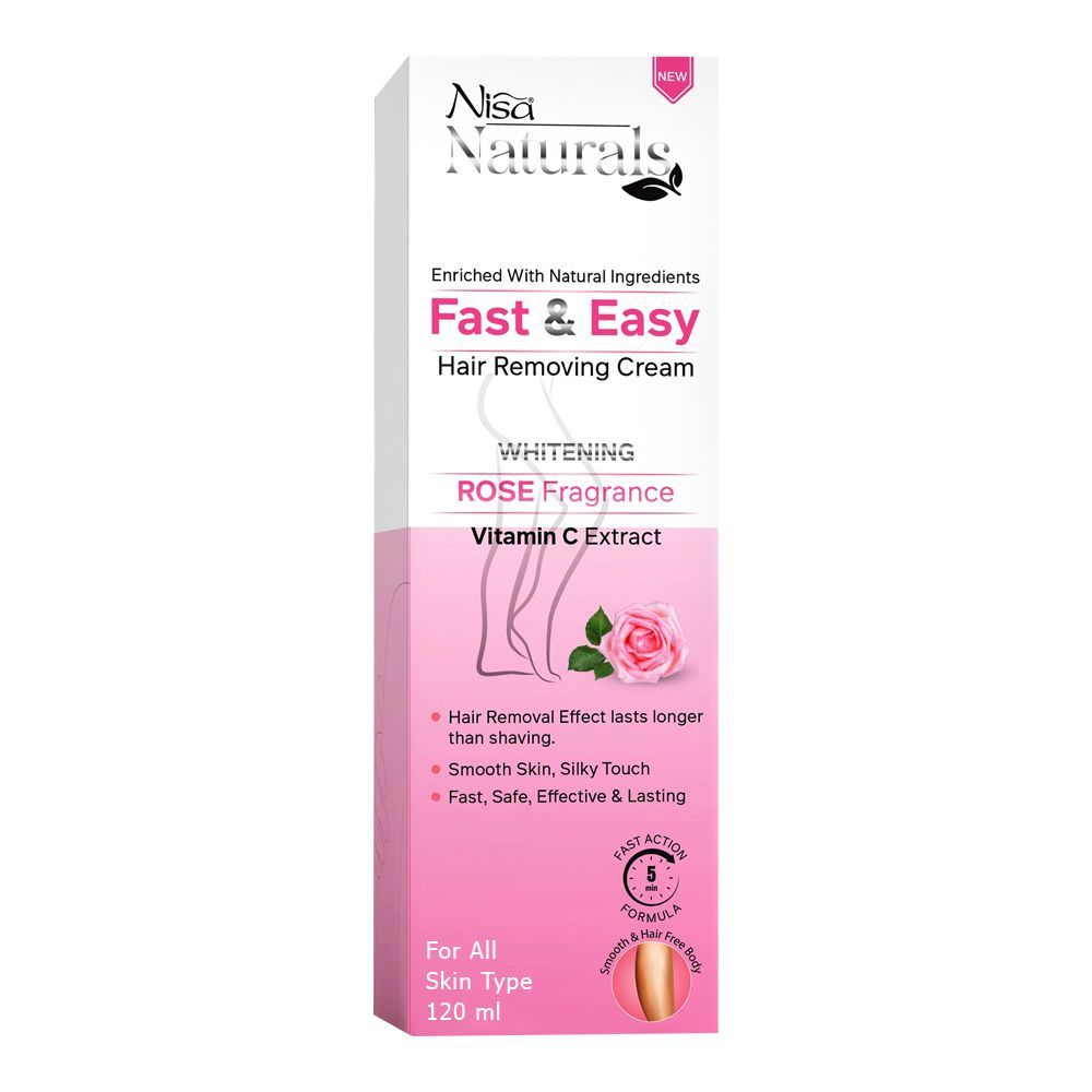 Nisa Naturals Hair Removal Cream With Rose & Vitamin C, For All Skin Types, 120ml