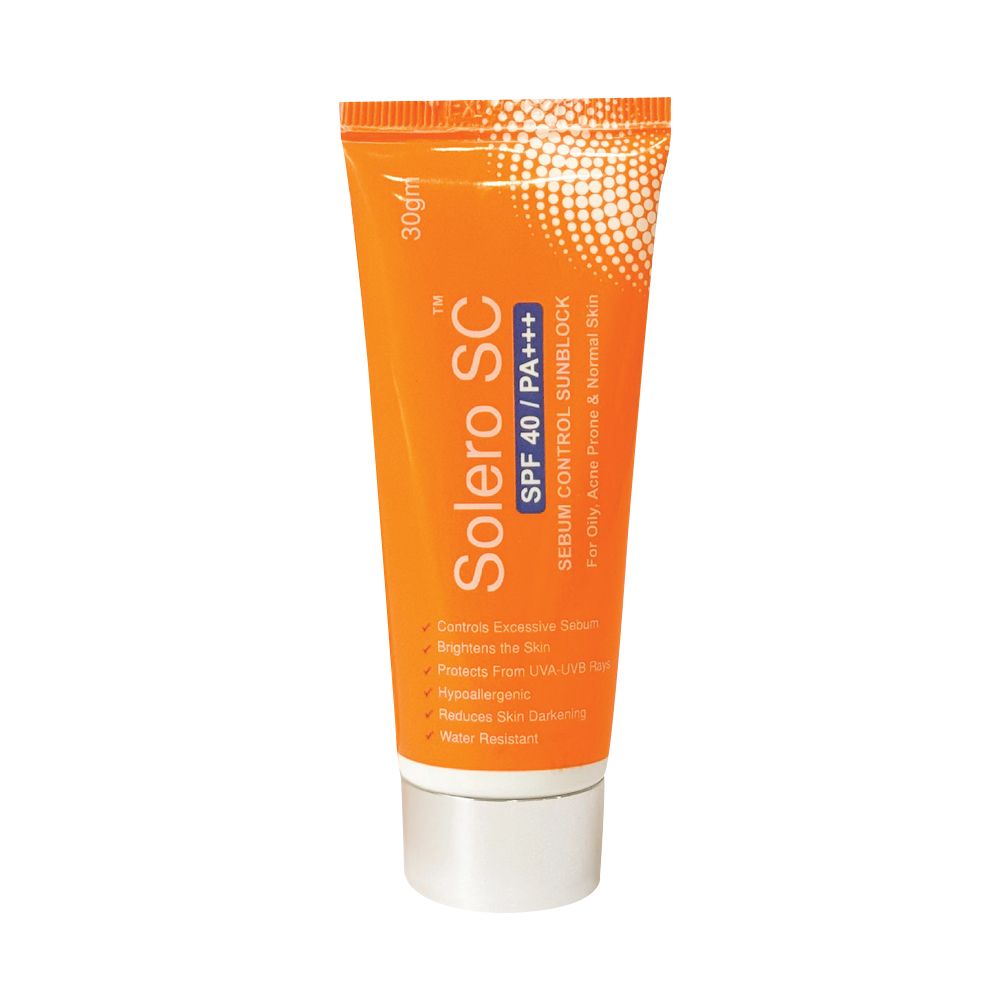 Solero SPF 40 Sebum Control Sunblock, Water Resistant, For Oily & Normal Skin, 30g