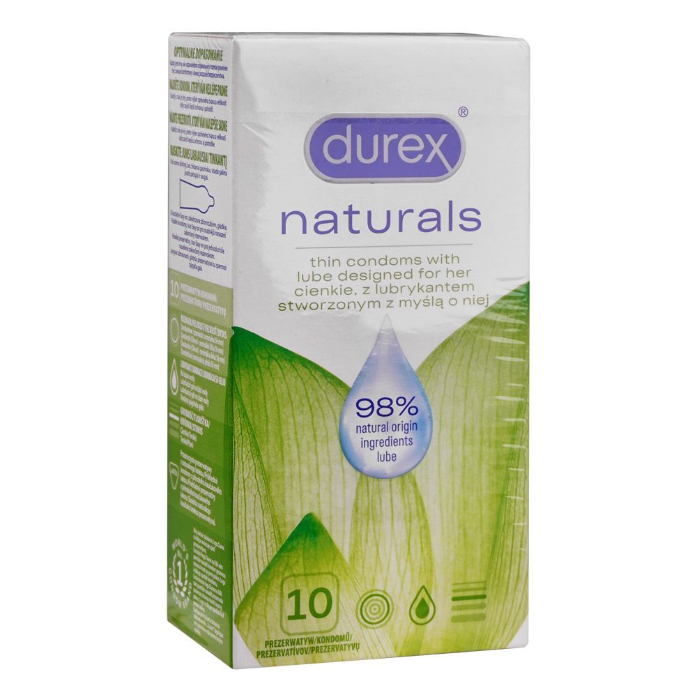 Durex Naturals Thin and Lubricated Water Based Condoms, 10-Pack