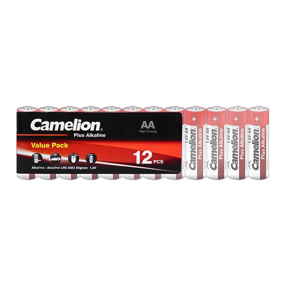 Camelion Plus Alkaline AA-12, Value Pack Of 12 Batteries, LR6-SP