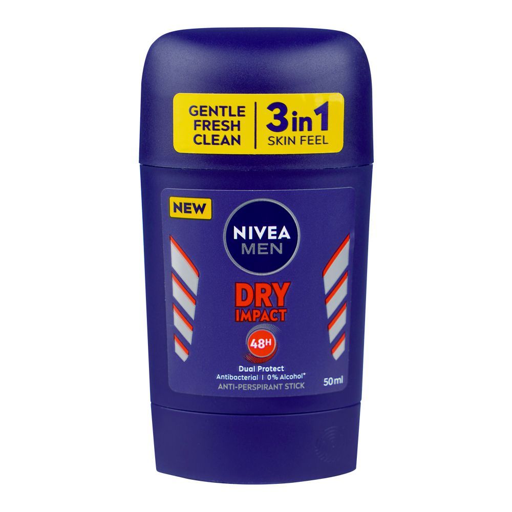 Nivea Men Dry Impact Dual Protect Anti-Perspirant Deodorant Stick, 50ml