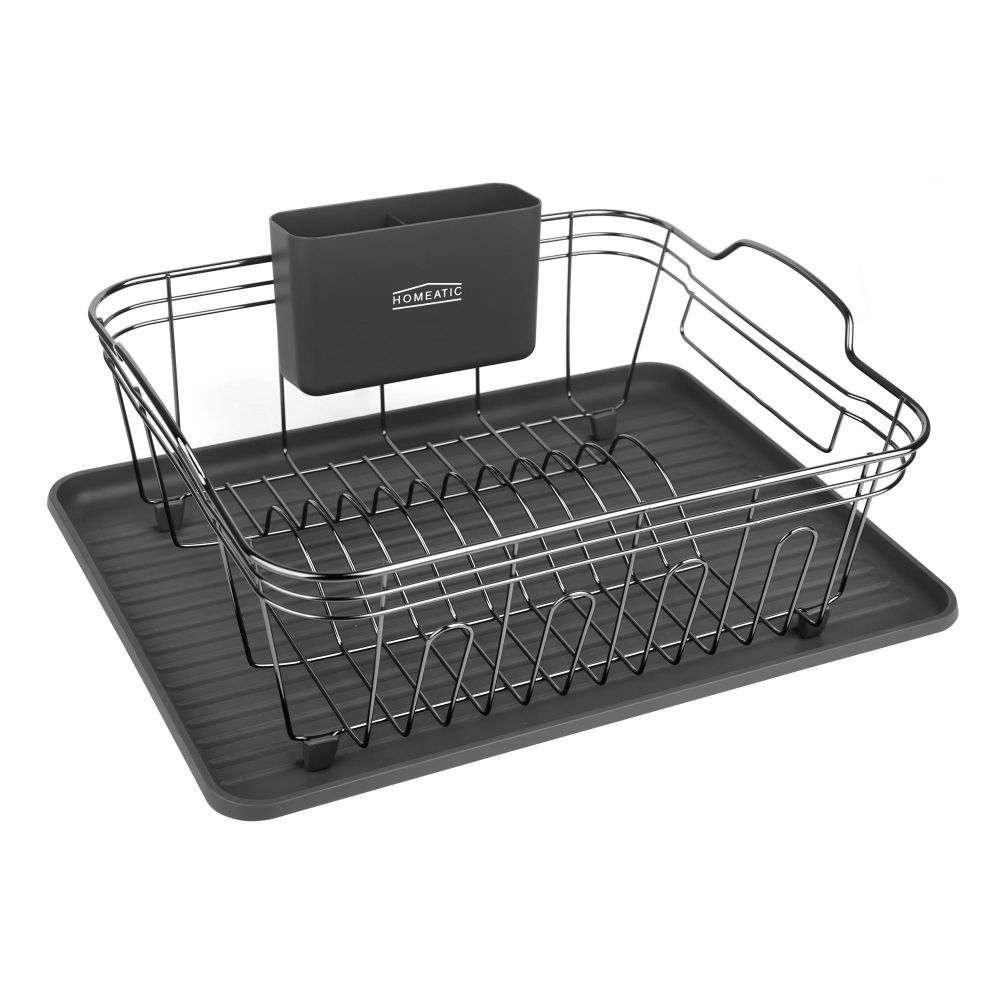 Homeatic Classic Dish Rack With Tray, Grey, HMK-1003