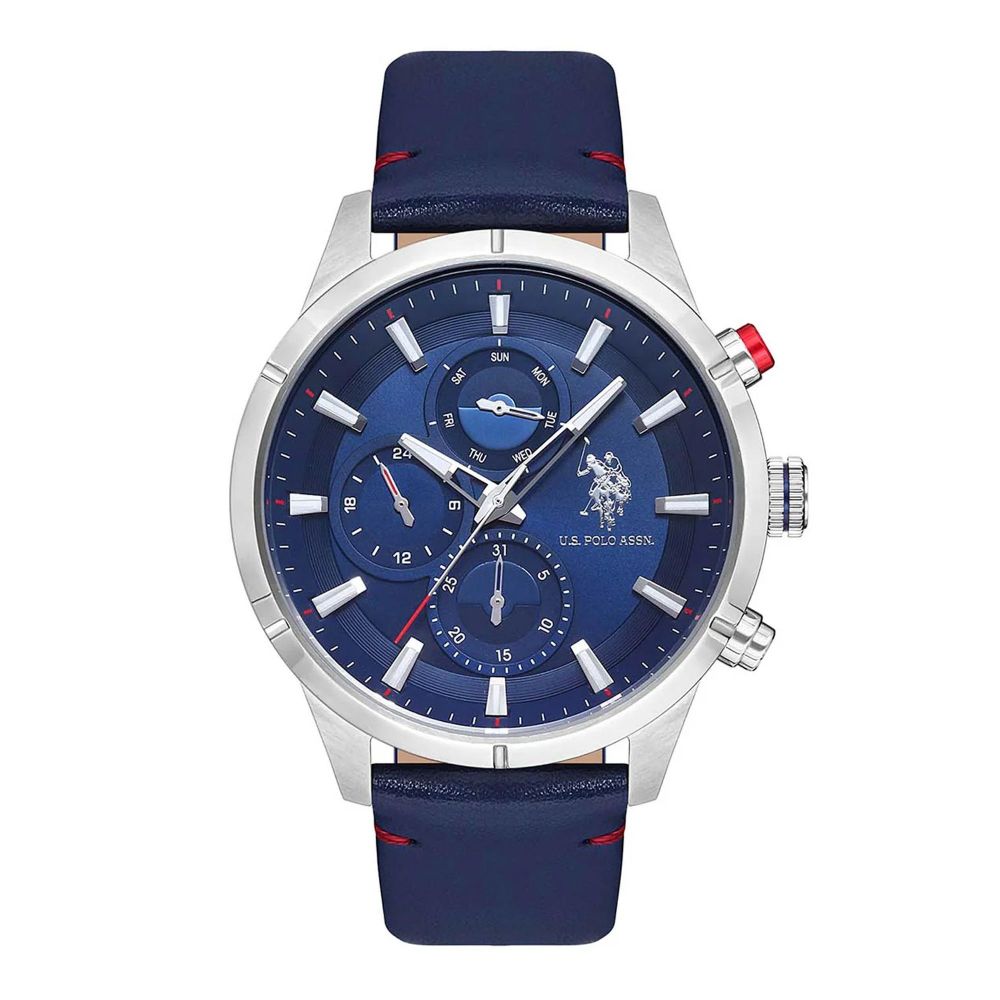 U.S. Polo Assn Men's Round Dial Chronograph Wrist Watch With Band Strap, Blue, USPA1014B-06