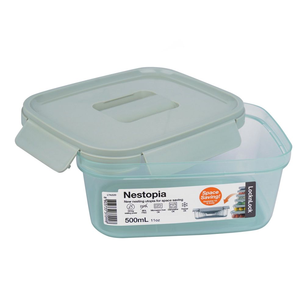 Lock & Lock Nestopia Rectangular PP Plastic Container, 500ml Capacity, LLLTN320