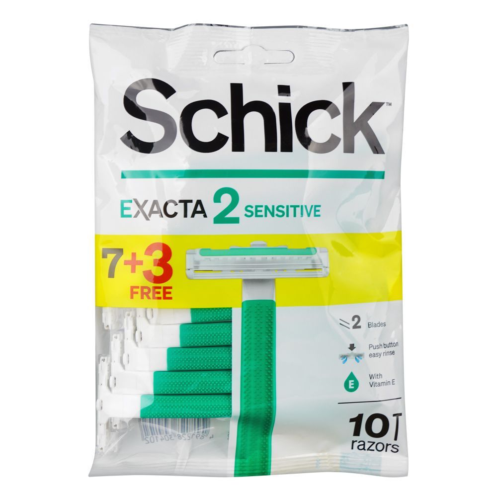 Schick Exacta 2 Sensitive Disposable Razor With Vitamin E, 10-Pack