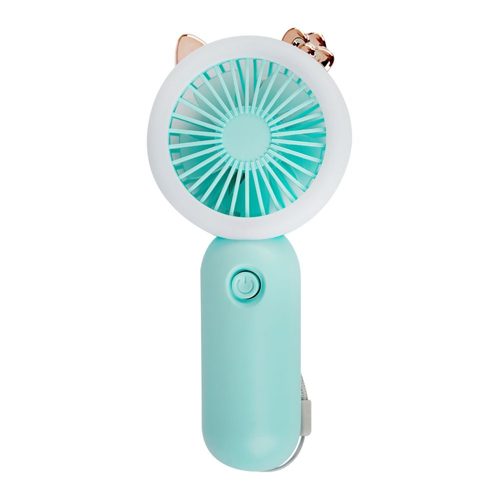 Inaaya Traders Mini Portable Fan With LED Light, Lid Charging, Blue