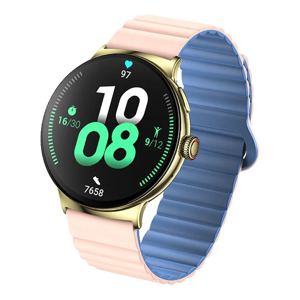 Faster 1.43" Amoled Display Nerv 4 Pro Smart Watch, 2 Straps + Neck Band, Gold