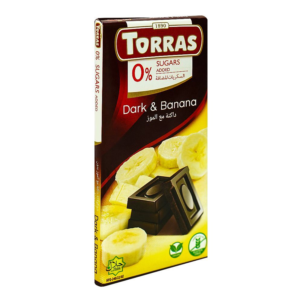 Torras Sugar Free Dark & Banana Chocolate, 75g