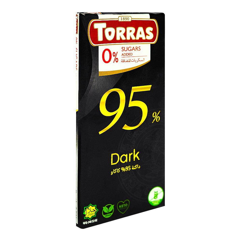 Torras Sugar Free 95% Dark Chocolate, 75g