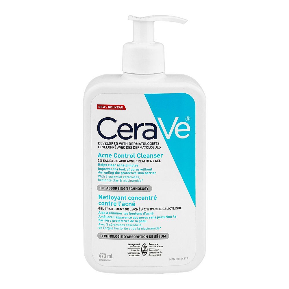 CeraVe 2% Salicylic Acid Acne Control Cleanser, 473ml