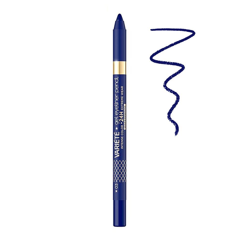 Eveline Waterproof Variete Gel Eyeliner Pencil, 03 Blue