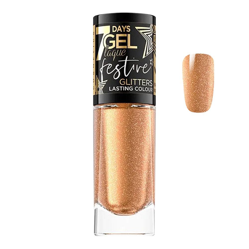 Eveline 7 Days Gel Laque Festive Glitter Nail Polish, Long Lasting, 8ml, No. 05