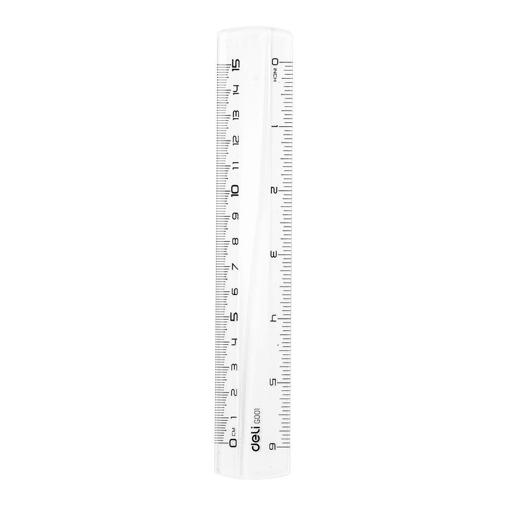 Deli 6" Transparent Ruler Scale, 1-Piece, EG00112