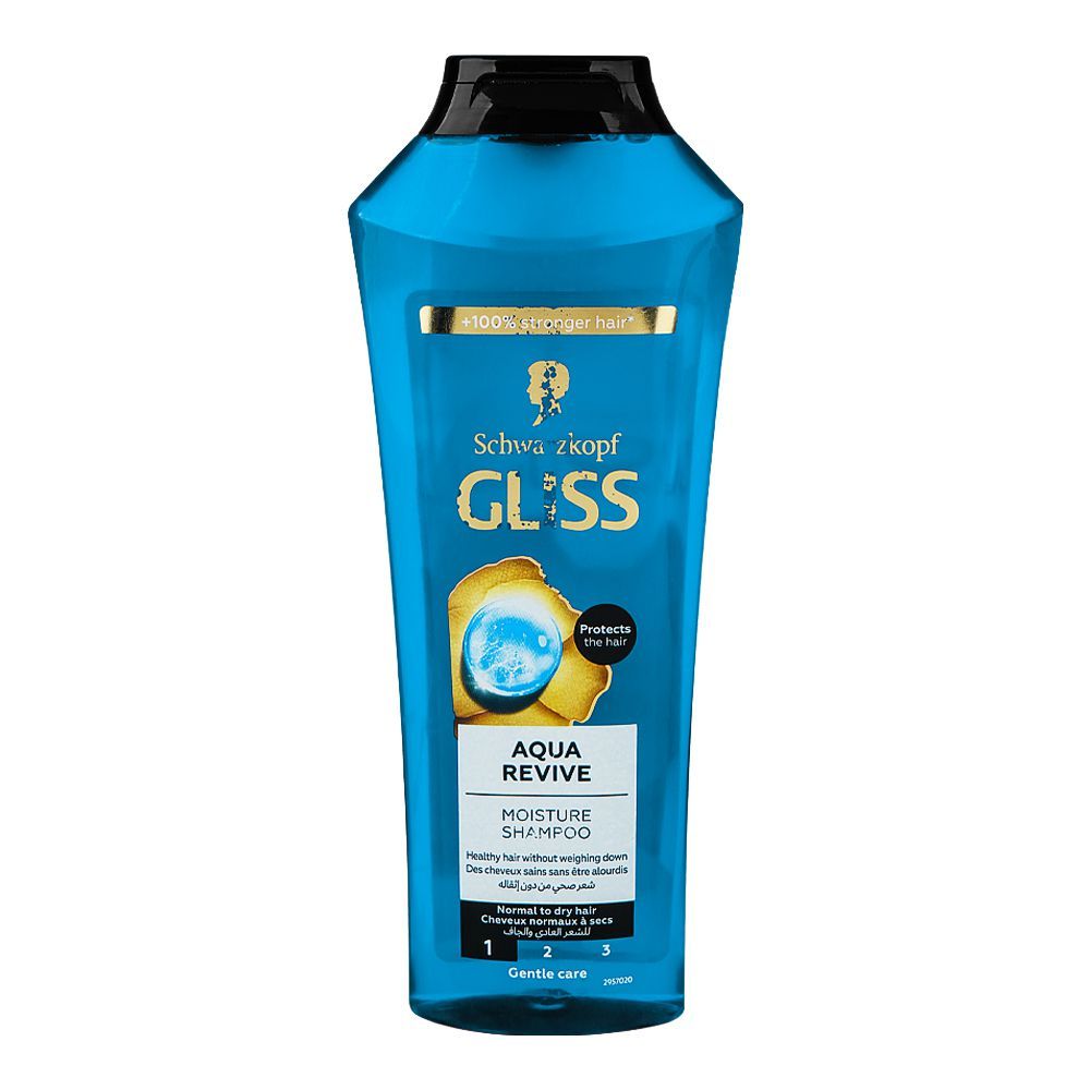 Schwarzkopf Gliss Aqua Revive Moisture Shampoo, For Normal To Dry Hair, 400ml