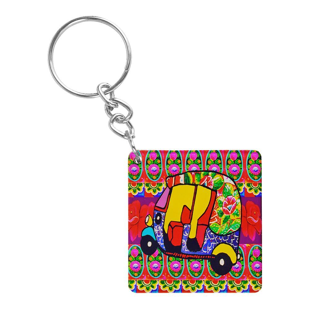 Star Shine Truck Art (Rickshaw-Pink) Square Keychain