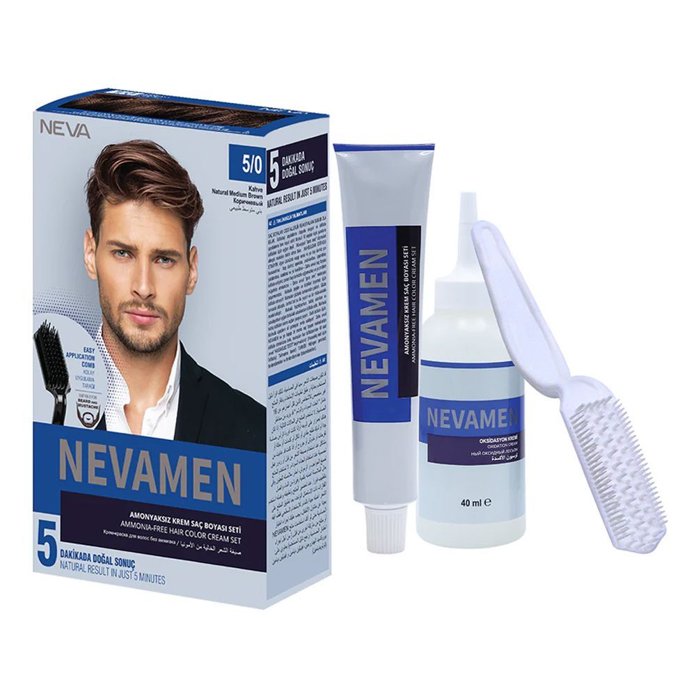 Neva Men Hair Color, 80ml, Natural Medium Brown