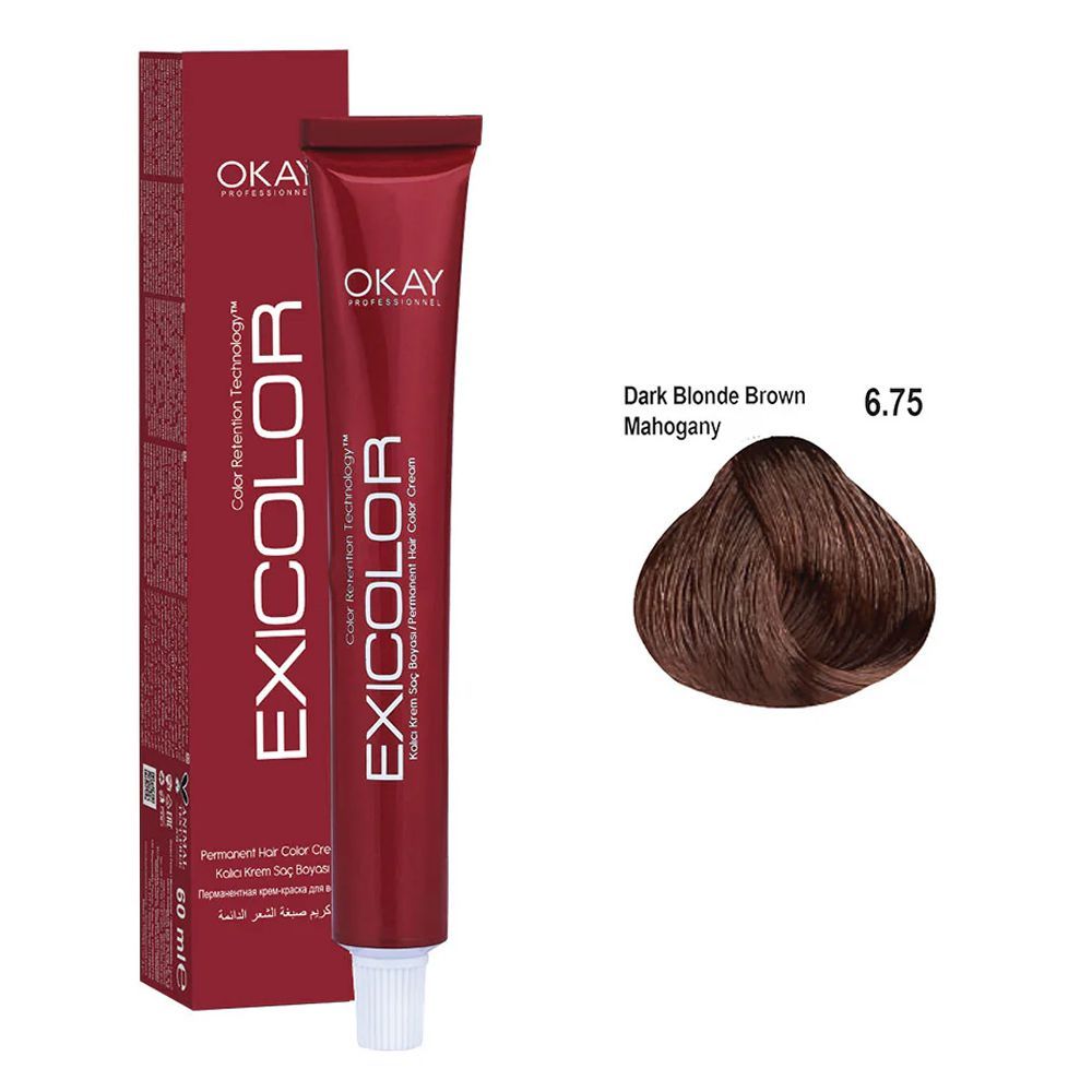 Neva Exicolor Permanent Hair Color Cream, 60ml, 6.75 Dark Blonde Brown Mahogany