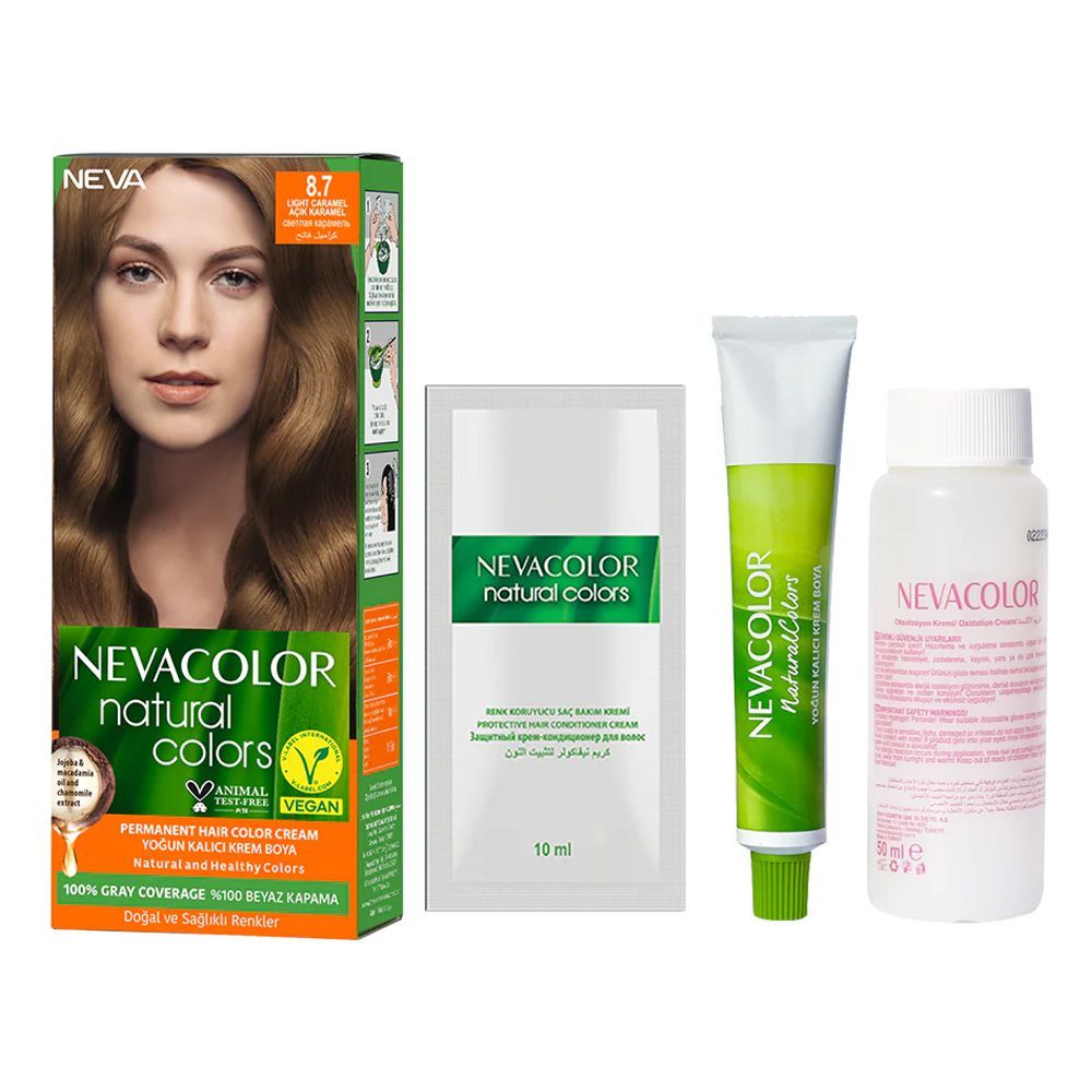 Neva Neva Naturalis Hair Color Cream Kit pack, 60ml, 8.7 Light Caramel