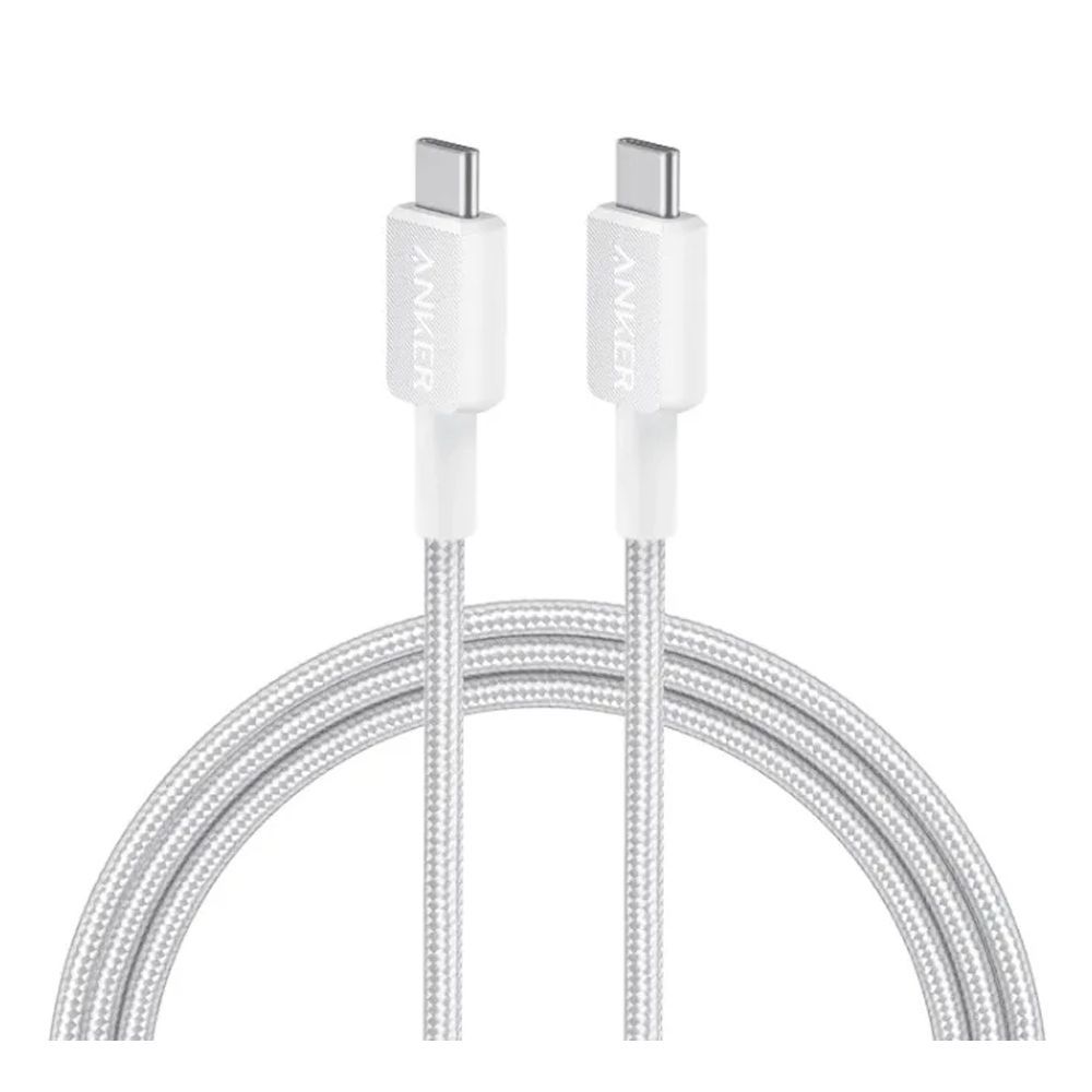 Anker 322 USB-C To USB-C Cable, 60W, 6FT, Braided White, A81F6H21