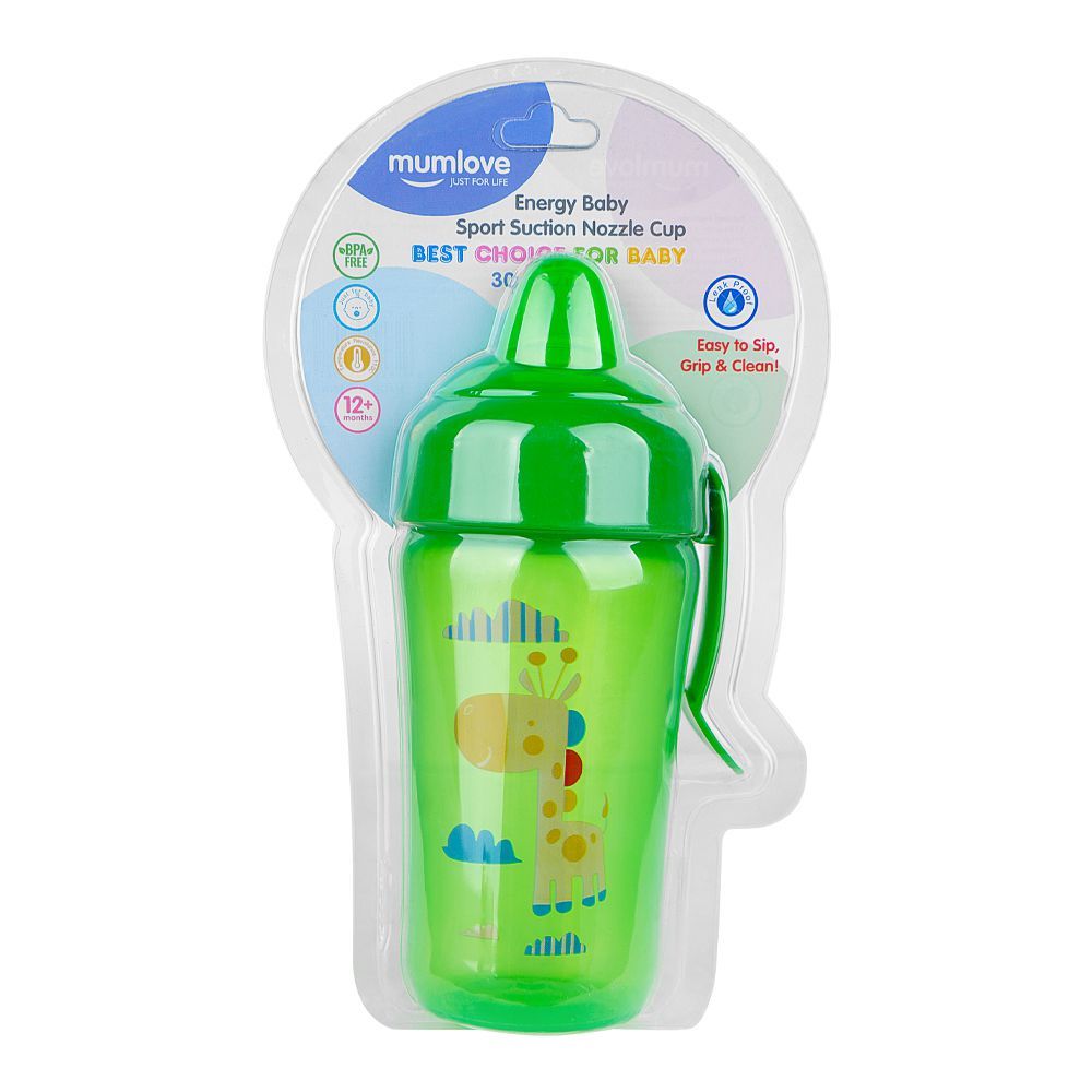 Mum Love Baby Sport Suction Nozzle Cup, For 12+ Months, 300ml, Green, C6208