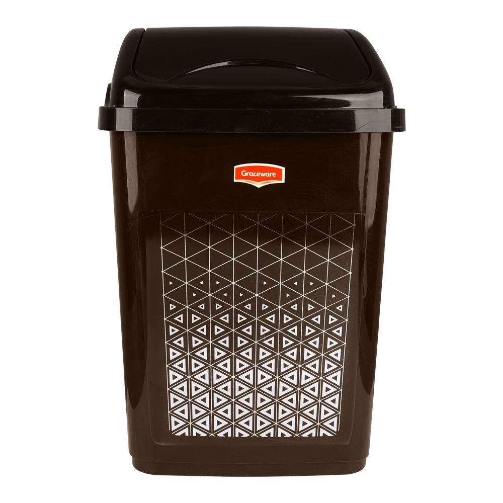 Eco Plastic Dustbin With Lid, 11000ml, Brown