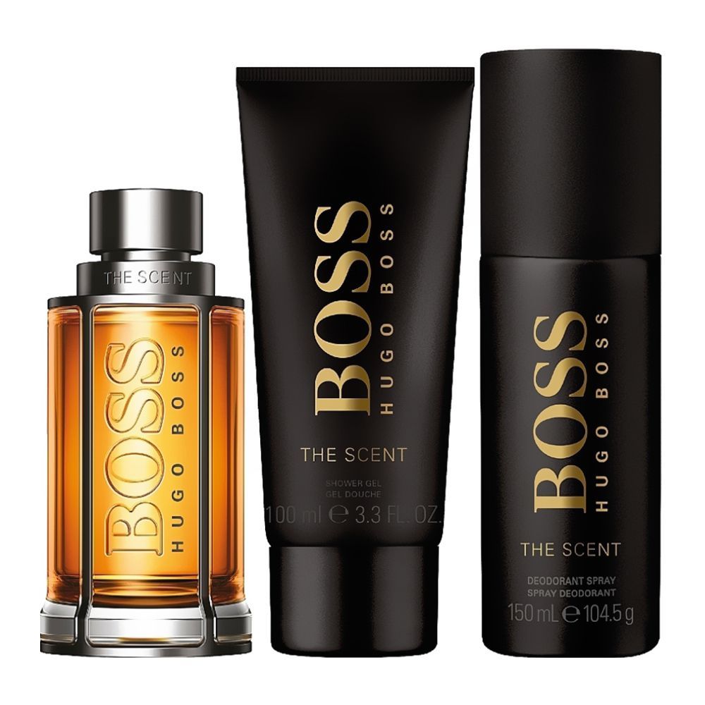 Hugo Boss The Scent Gift Set, For Men, Eau de Toilette 100ml+Shower Gel 100ml+Deodorant Spray 150ml, 3-Pack