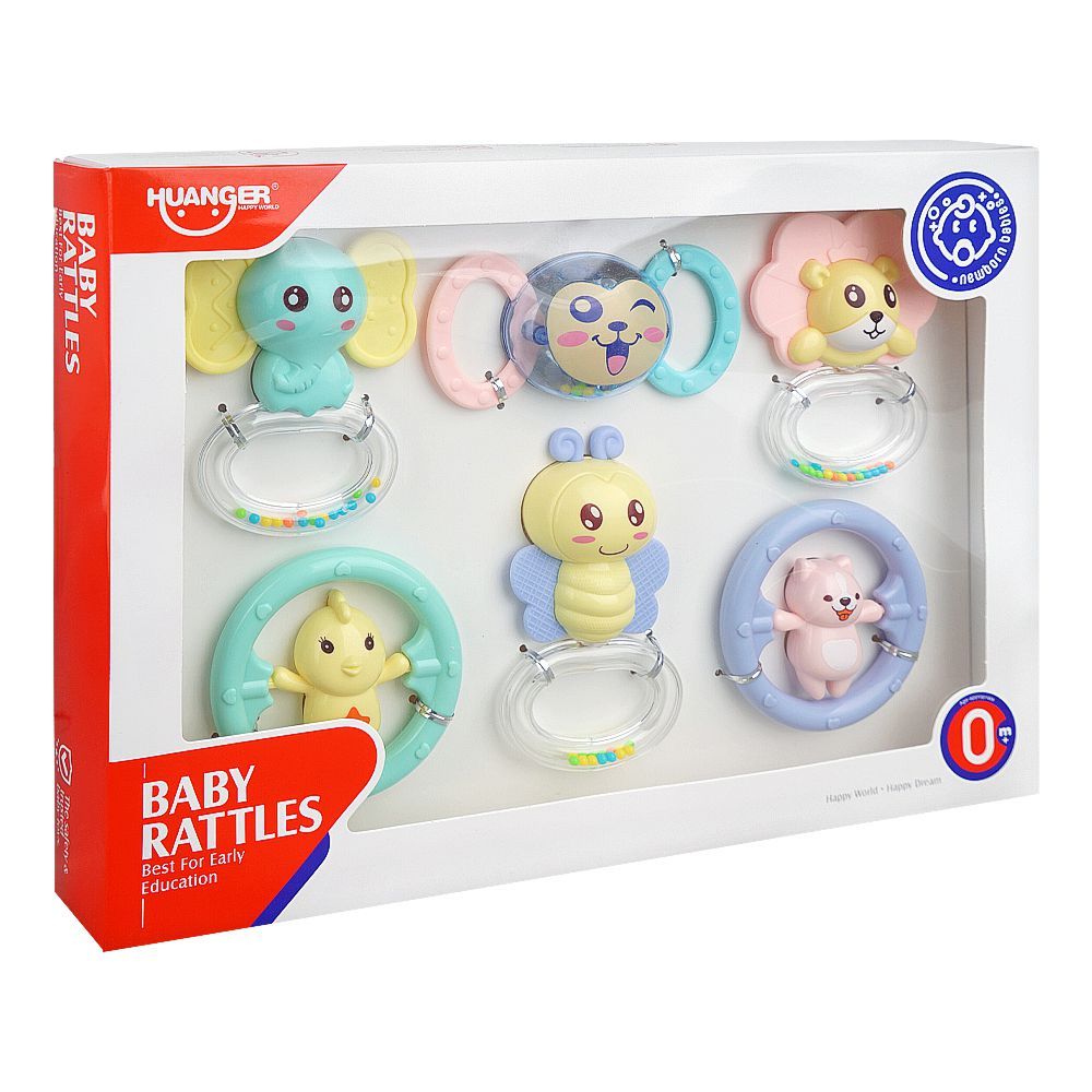 Huanger Baby Rattles, 6-Pack, For 0+ Months, HE0124