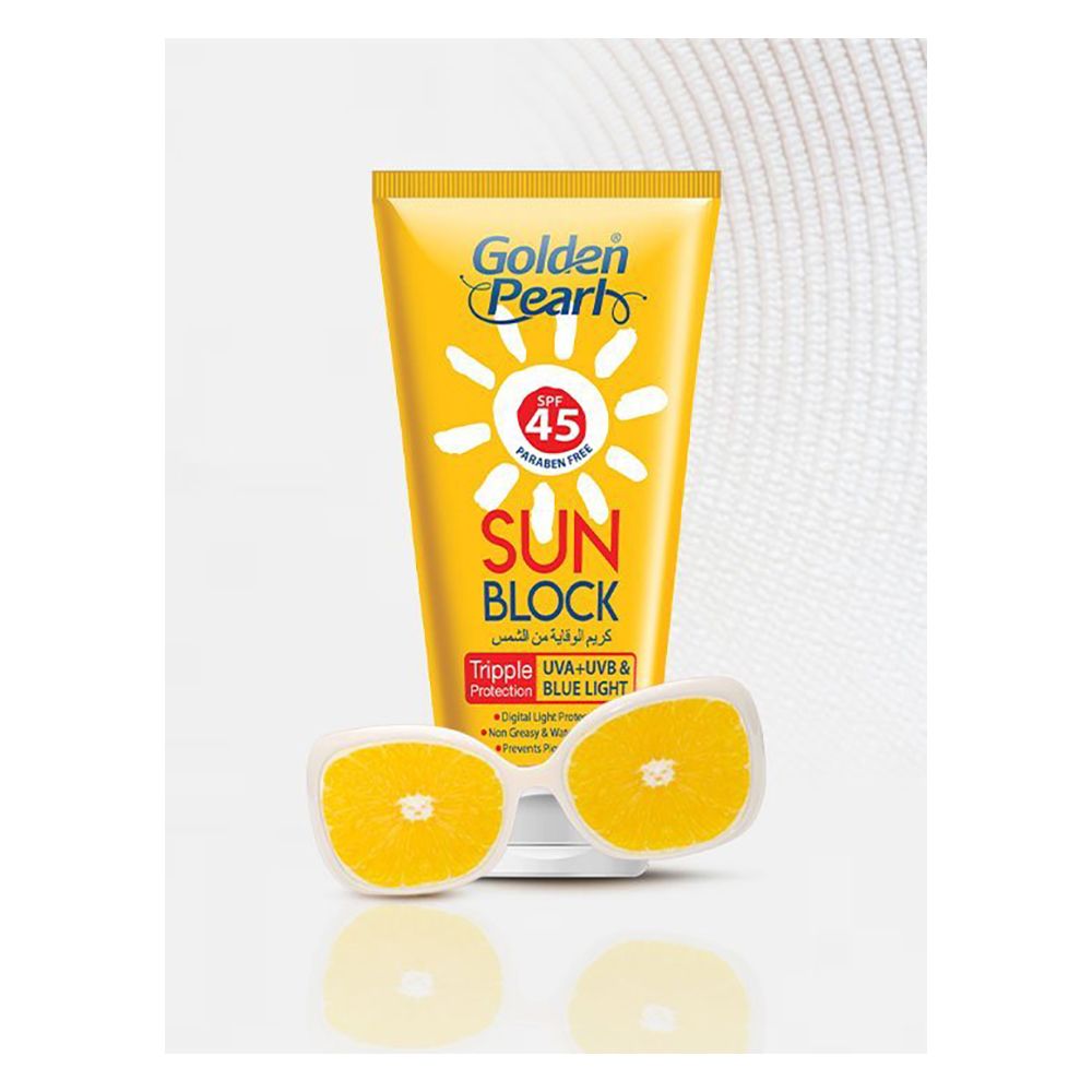 Golden Pearl Triple Protection UVA+UVB & Blue Light Sun Block, SPF45, 120ml