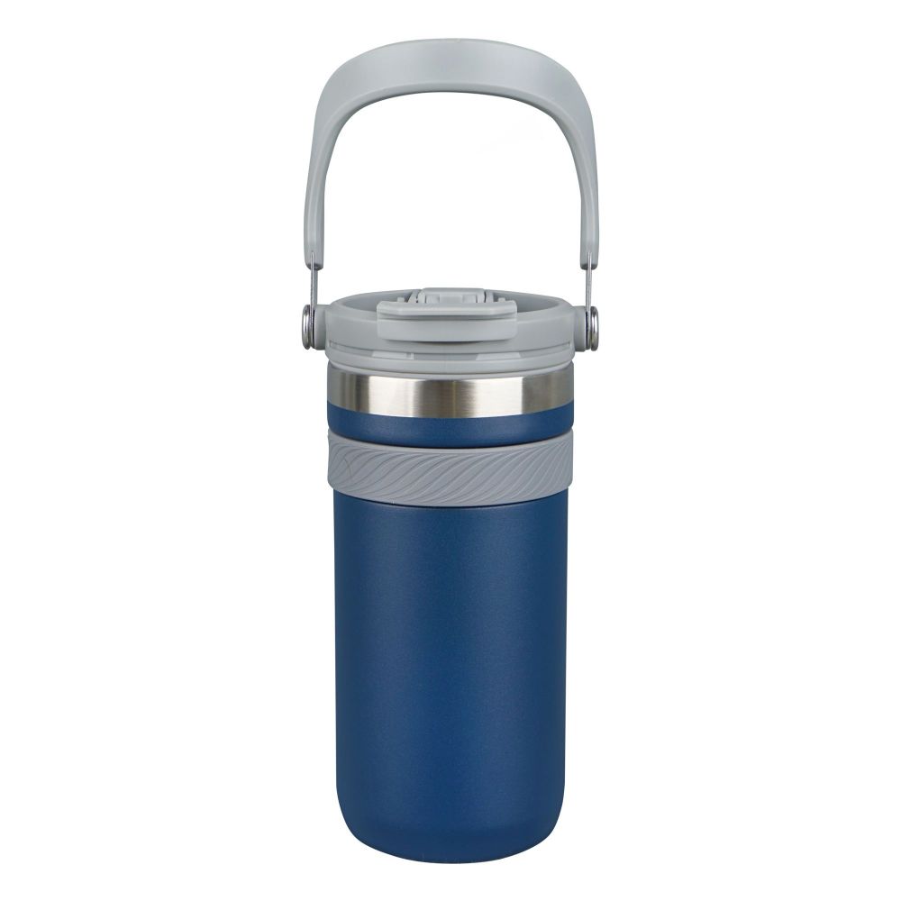 AJF Stainless Steel Vacuum Insulated Thermos Bottle - Hot/Cold Travel Mug with Lid & Straw, 900ml, Blue, SUS 304