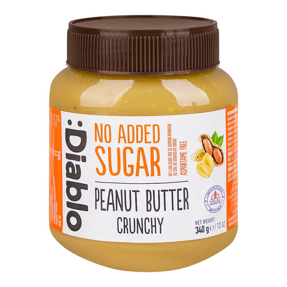 Diablo No Added Sugar Crunchy Peanut Butter, 340g