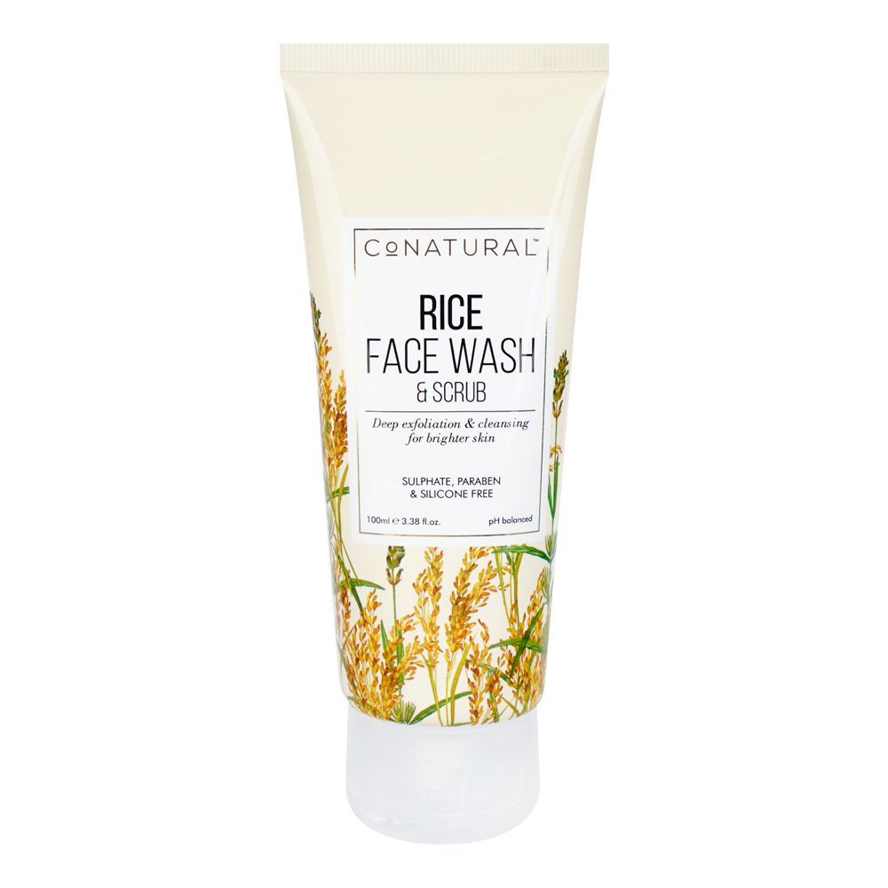 CoNatural 2in1 Rice Face Wash & Facial Scrub, Silicon, Sulphate & Paraben Free, 100ml