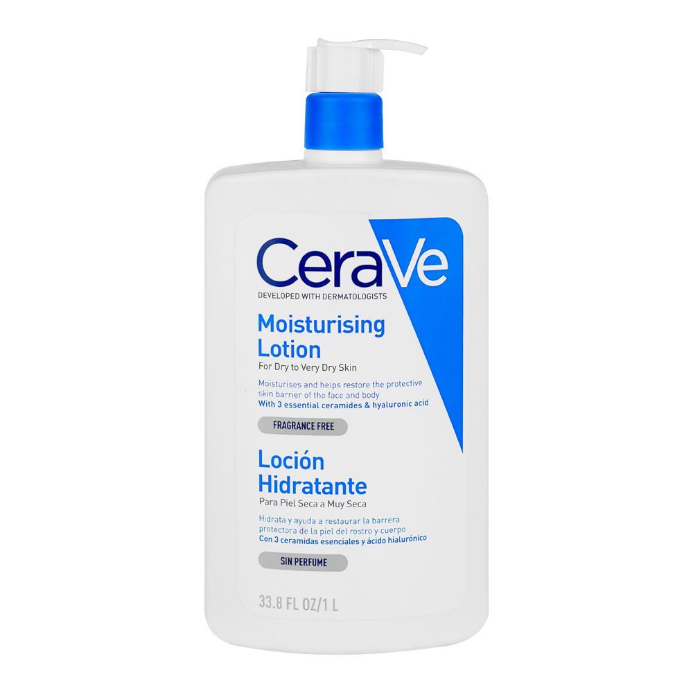 CeraVe Moisturizing Lotion, Face & Body Moisturizer, Ceramides & Hyaluronic Acid, For Normal To Dry Skin, 1000ml