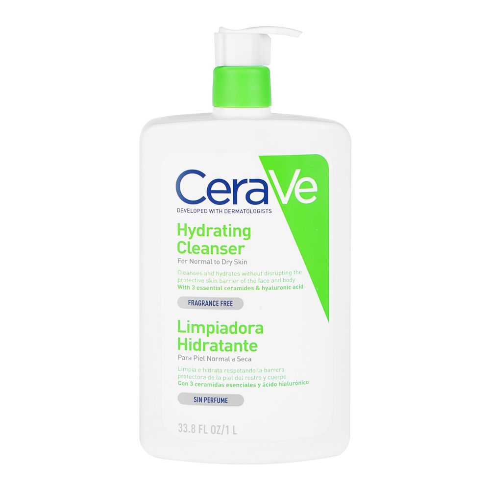 CeraVe Hydrating Facial Cleanser, Ceramides & Hyaluronic Acid, For Normal To Dry Skin, 1000ml