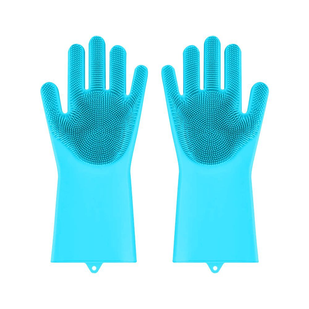 Multipurpose Silicone Washing Gloves, Ideal For Dishwashing, Blue, 1-Pair