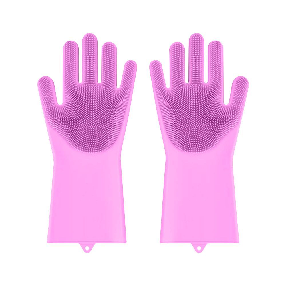 Multipurpose Silicone Washing Gloves, Ideal For Dishwashing, Pink, 1-Pair