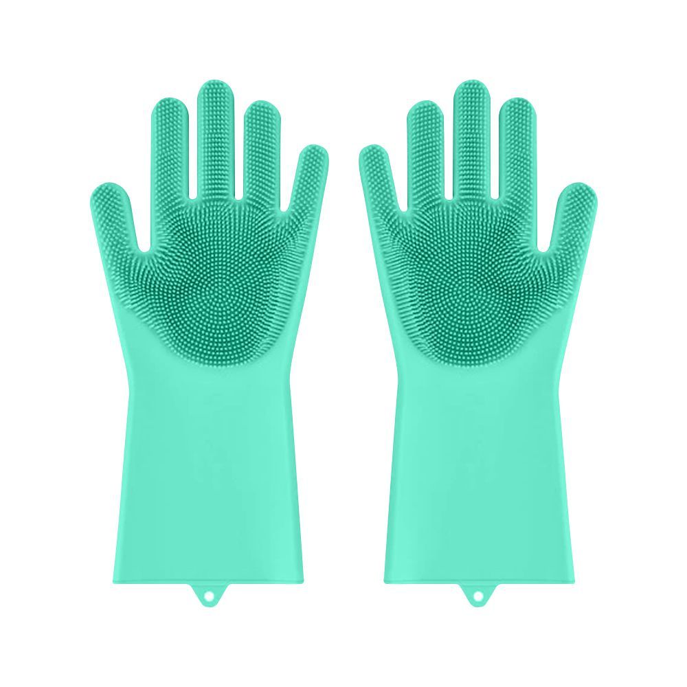 Multipurpose Silicone Washing Gloves, Ideal For Dishwashing, Green, 1-Pair