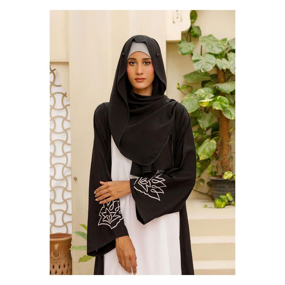Affinity Double Layer Abaya With White Malai Inner